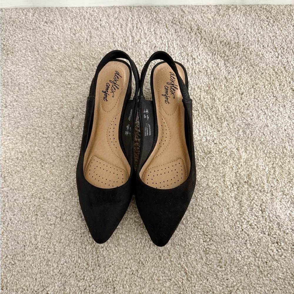 Classic Black Chunky Kitten Heels With Slingback